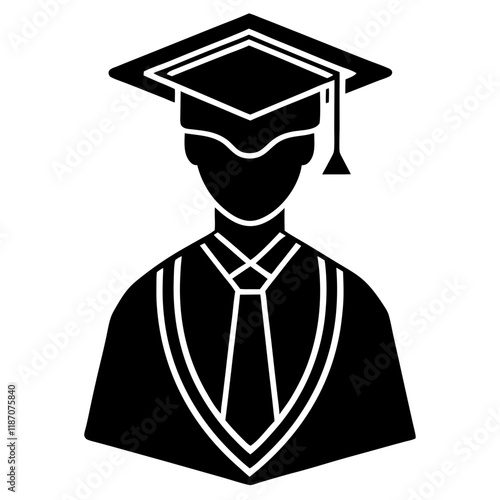 Minimalist Graduate in Cap and Gown Vector Illustration