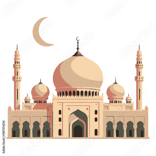 A basic illustration of a mosque set against a white background