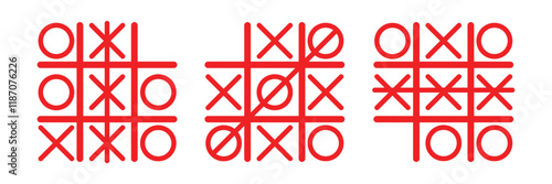 Tic tac toe icon Thin line art collection.