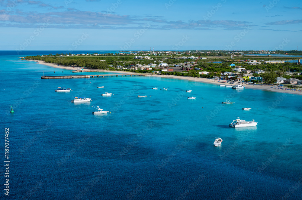 Grand Turk harbor landscape and cruise port, Turks & Caicos