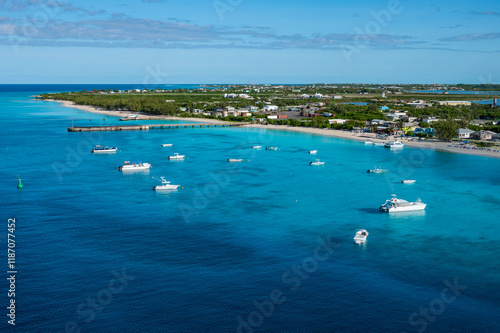 Obraz na płótnie Grand Turk harbor landscape and cruise port, Turks & Caicos w salonie