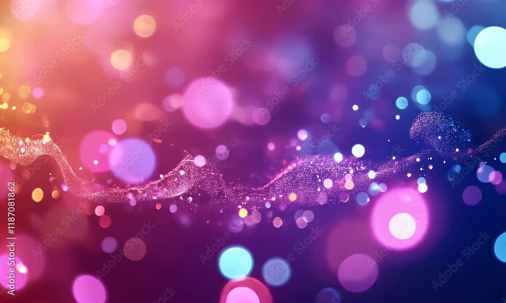Pink, blue light particles flow, bokeh background, design Pink, blue light particles flow, bokeh background, design