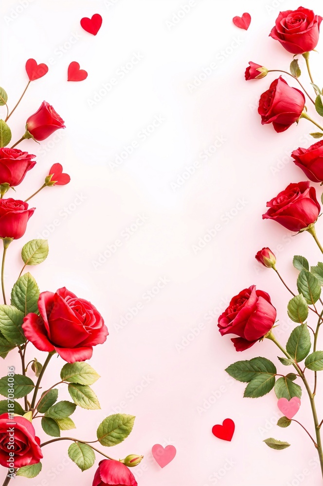 Romantic frame with roses for Valentine's Day. Ai generated Romantic frame with roses for Valentine's Day. Ai generated