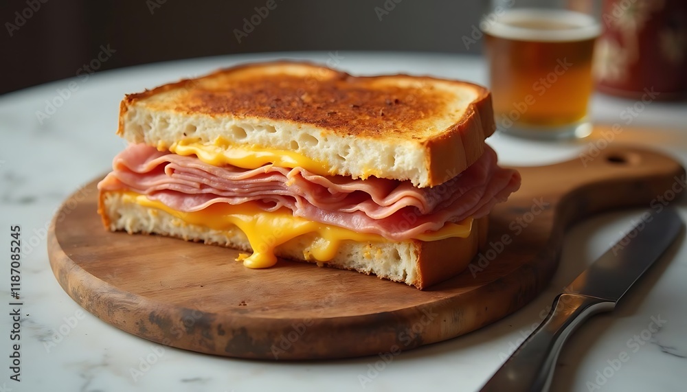 Panini sandwich with ham cheese tomato and arugula isolated on white background Panini sandwich with ham cheese tomato and arugula isolated on white background
