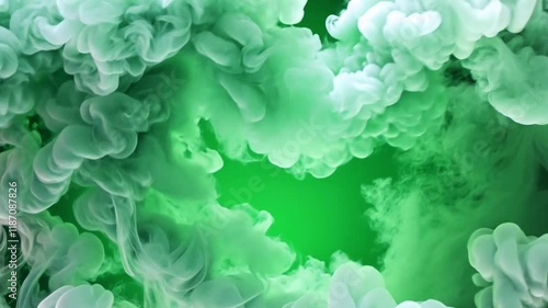 Smoke motion graphic effect on a green screen background.