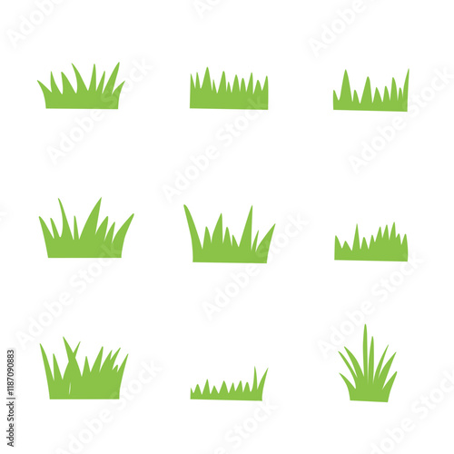 set of green grass