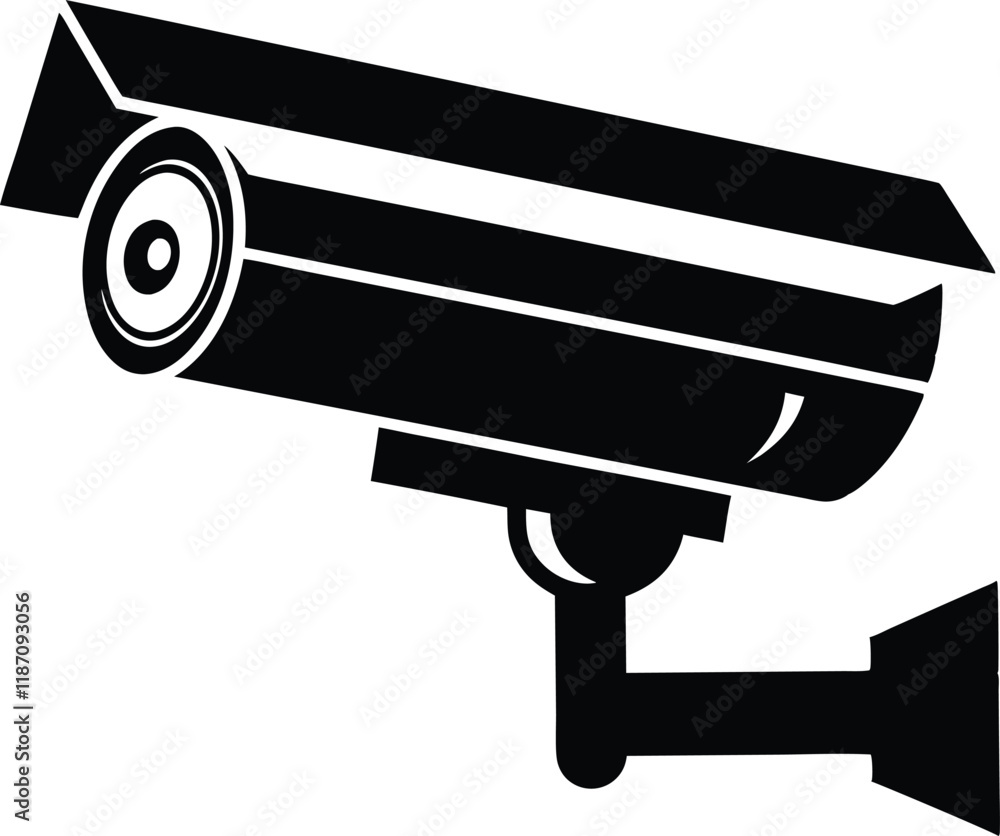 CCTV camera silhouette flat vector icon CCTV camera silhouette flat vector icon