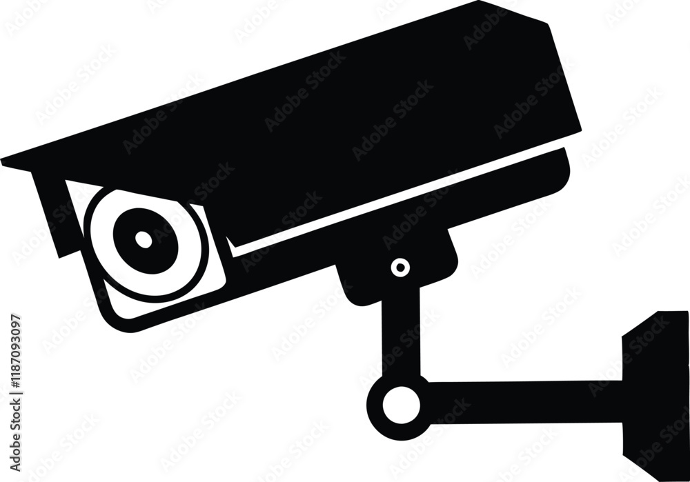CCTV camera silhouette flat vector icon CCTV camera silhouette flat vector icon