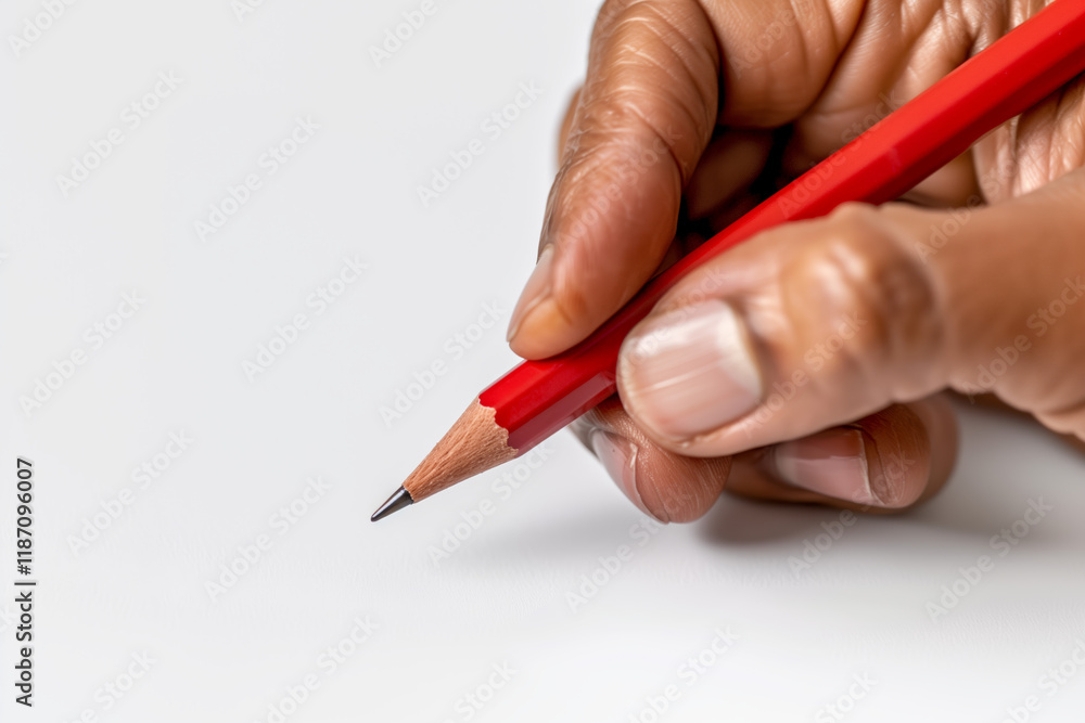 Hand Writing with Red Pen in Notebook
Hand Writing with Red Pen in Notebook