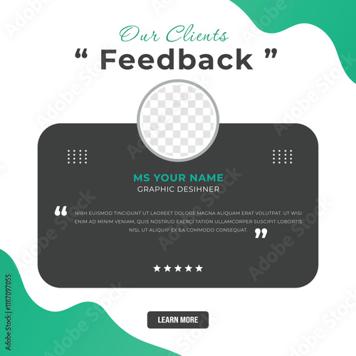 Social media post template for client testimonials and feedback design tamplete.