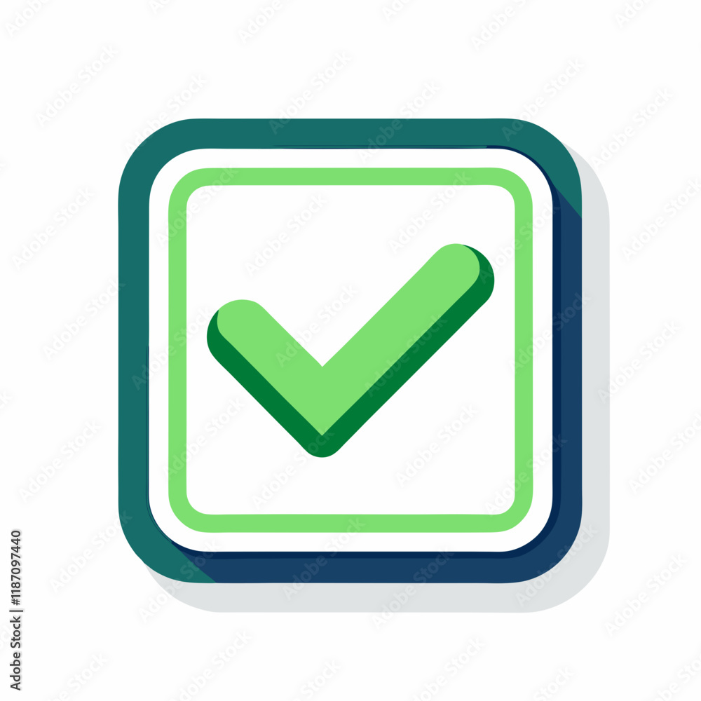 Green Checkmark Inside Rounded Square Vector Illustration Green Checkmark Inside Rounded Square Vector Illustration