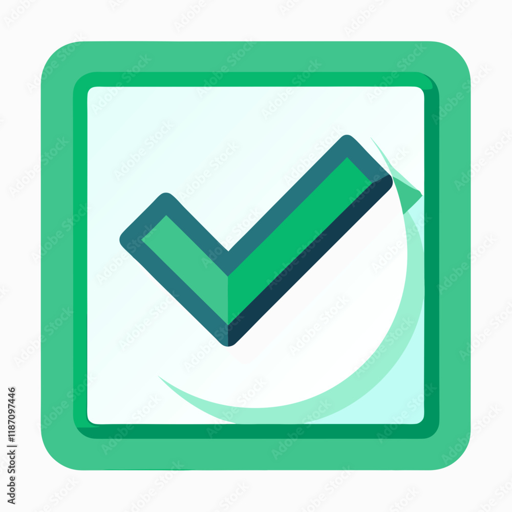 Green Checkmark Inside Rounded Square Vector Illustration Green Checkmark Inside Rounded Square Vector Illustration