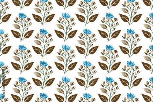 seamless floral pattern with delicate flowers, detailed foliage, and natural elements perfect for textile, wallpaper, wrapping paper, and botanical-inspired designs