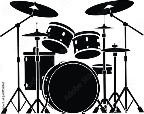 musical instrument drum kit silhouette vector ,drum kit  silhouette