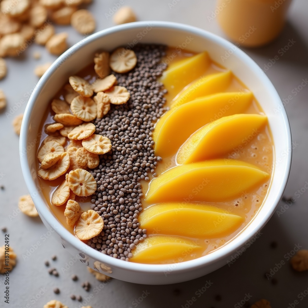 The image is a close-up of a bowl of food. The bowl is white and has a floral design on the rim. Inside the bowl, there are sliced mangoes arranged in a circular pattern. The image is a close-up of a bowl of food. The bowl is white and has a floral design on the rim. Inside the bowl, there are sliced mangoes arranged in a circular pattern.
