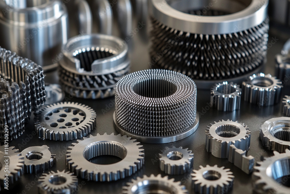 Collection of various metal mechanical parts arranged on a white background showcasing their intricate designs and functionality in machinery Collection of various metal mechanical parts arranged on a white background showcasing their intricate designs and functionality in machinery