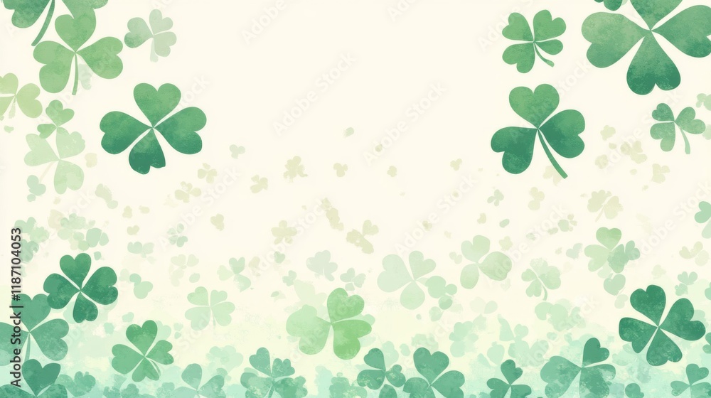 Watercolor Shamrocks Falling on Soft Background Watercolor Shamrocks Falling on Soft Background