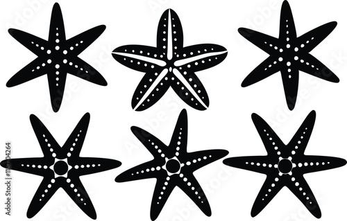 starfish silhouette set,sea fish silhouette bundle