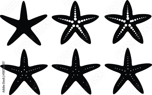 starfish silhouette set,sea fish silhouette bundle