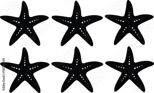 starfish silhouette set,sea fish silhouette bundle