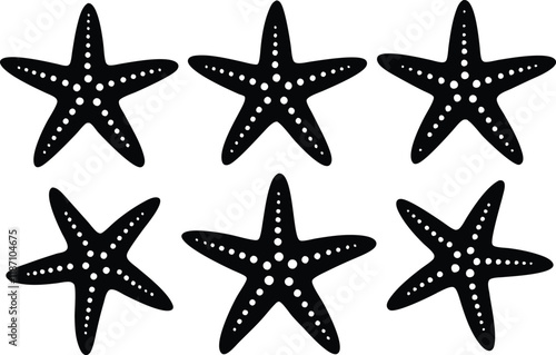 starfish silhouette set,sea fish silhouette bundle