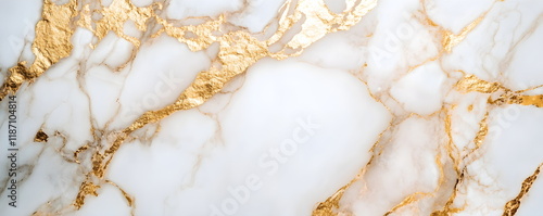 Obraz  z motywem White marble background with gold veins.