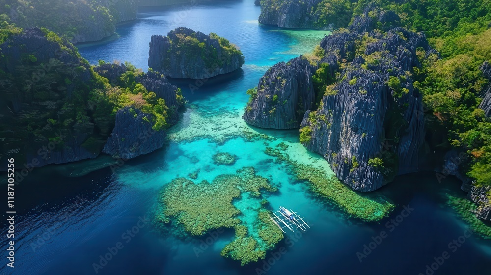Fototapeta premium Serene Aerial View of Tropical Islands and Clear Waters