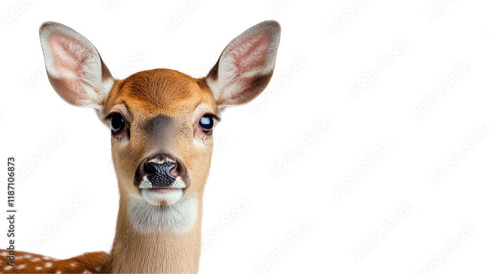Fototapeta premium Close-up of a young deer displaying its charming features. transparent background