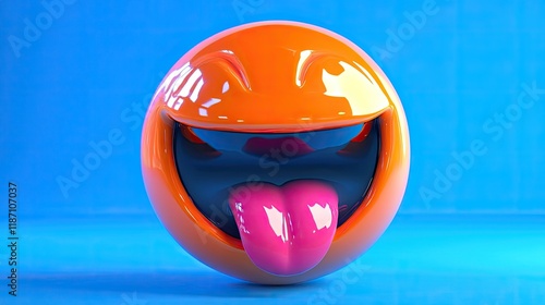 Orange Sphere Emoticon Shows Happy Expression