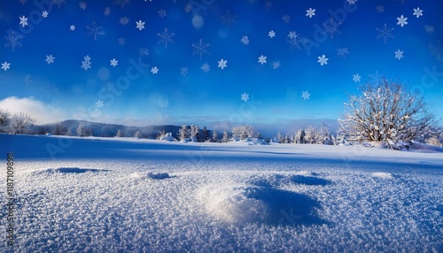 glistening snowflakes come to a decision a snowy floor their intricate styles highlighted in opposition to a tranquil blue historical past shooting the essence of a serene winter s day photo