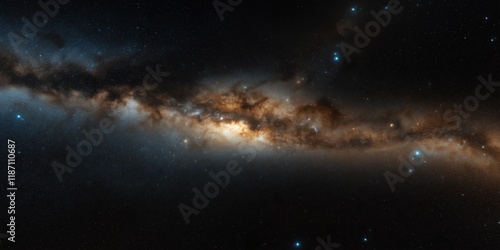 A breathtaking cosmic view of a distant galaxy enveloped in twinkling stars showcasing the vastness and beauty of outer space, inspiring awe and wonder. photo