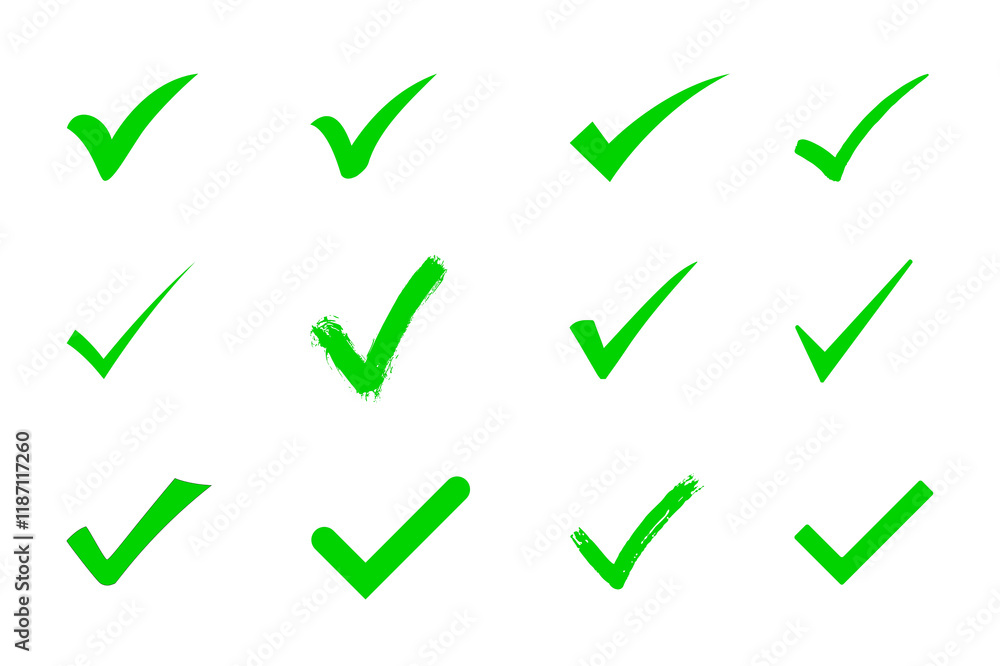 Green tick mark check list icon set Green tick mark check list icon set