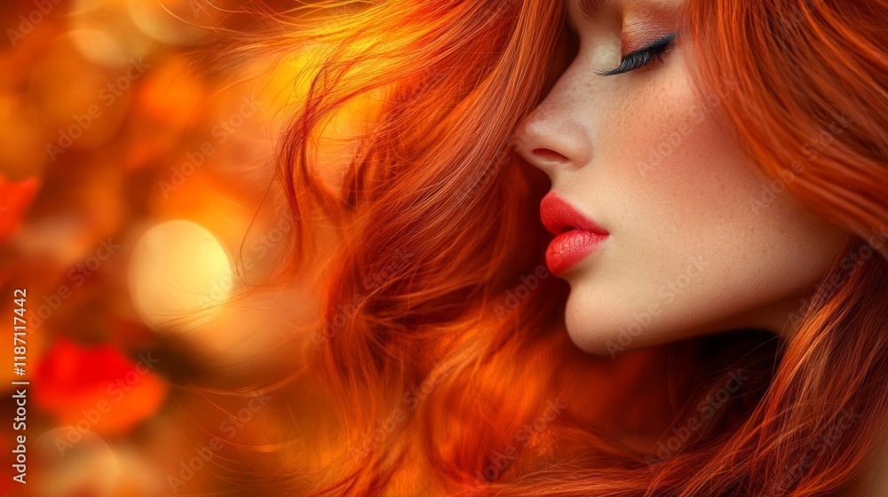 Redhead Woman Profile Autumnal Background Hair Beauty Redhead Woman Profile Autumnal Background Hair Beauty