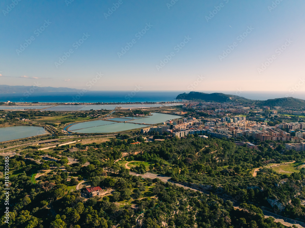 Cagliari aerial panorama, Italy Sardegna
