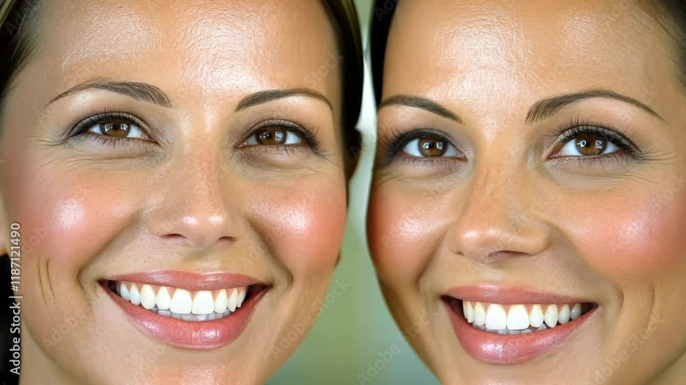 Radiant smiles and genuine expressions captured in closeup sequence Radiant smiles and genuine expressions captured in closeup sequence