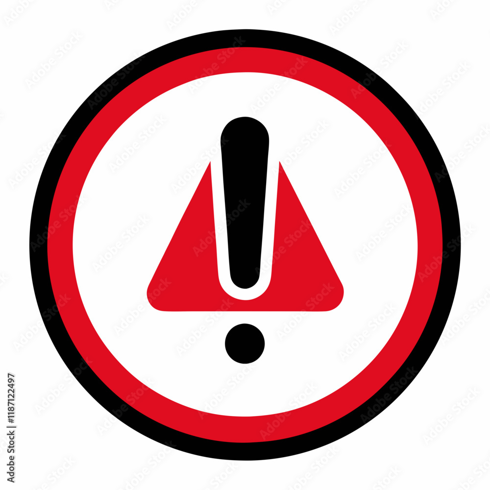 Red Warning Icon with Exclamation Mark Vector Illustration Red Warning Icon with Exclamation Mark Vector Illustration