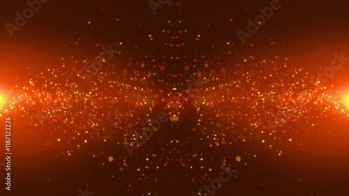 Sparks fly out of the fire. Abstract glowing particles of burning fire, fire flares. Sparks flying from side to side