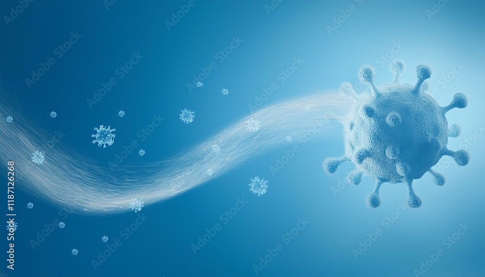 Obraz premium An image highlighting how virus particles spread through air currents, visualizing wind movement