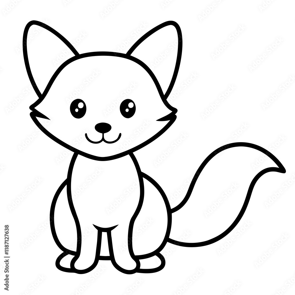 Naklejka premium a fox cartoon for colouring book 