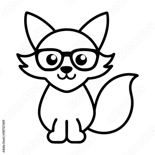 A fox with oversized glasses, looking curious and playful