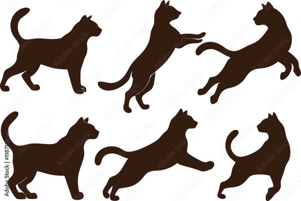 Naklejka premium set of cats silhouettes