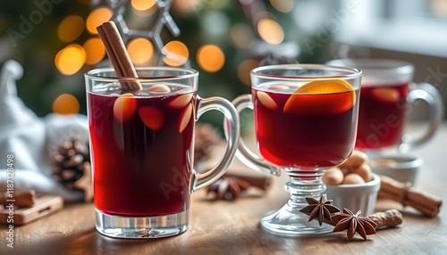 Cozy Glass of Glögg – Swedish Spiced Mulled Wine in a Festive Setting photo