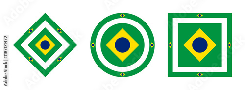 brazil flag icon set. vector illustration isolated on white background