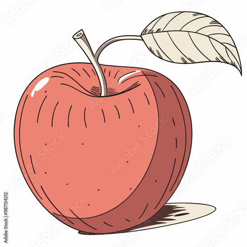 red apple with leaves