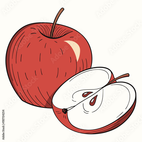 red apple with a drop shadow