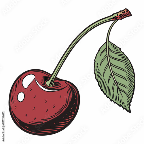 cherry with leaf