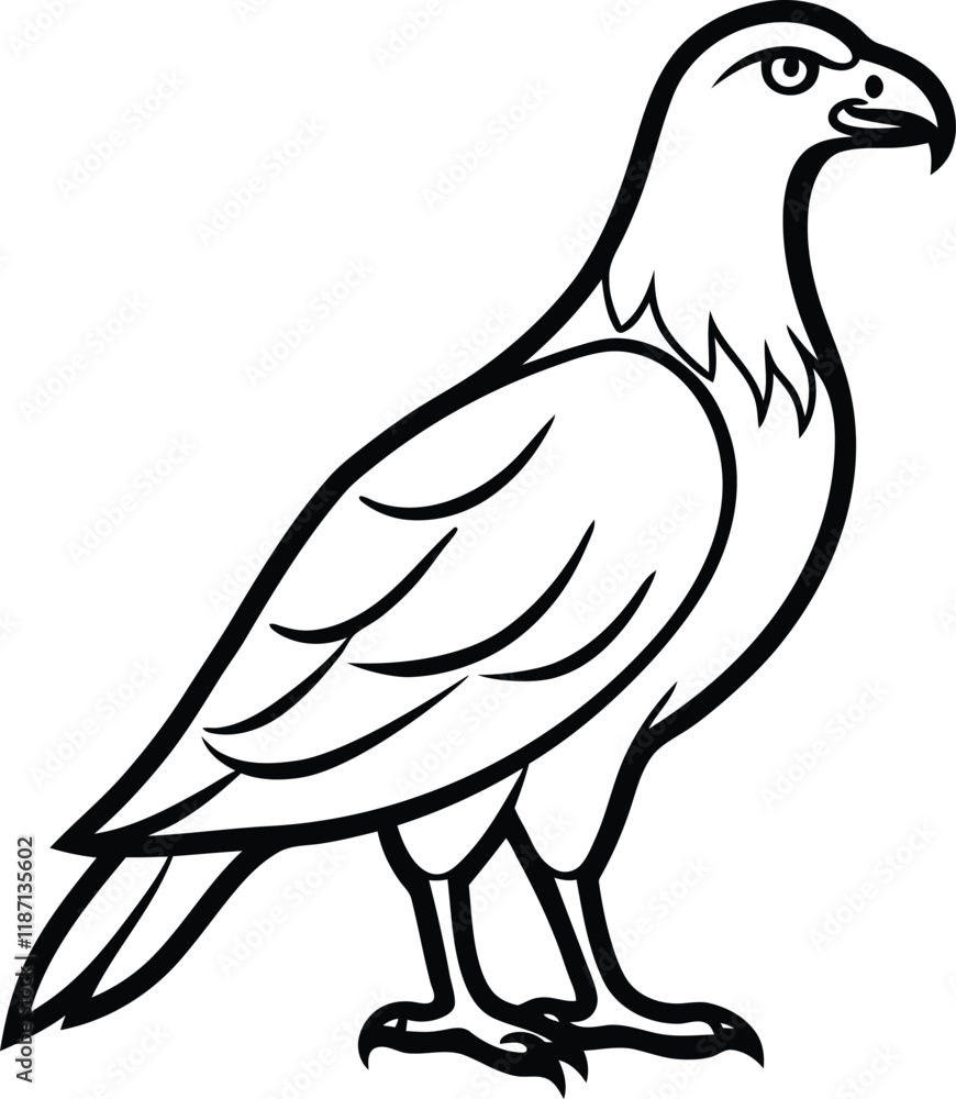 Obraz premium Standing Eagle vector, Eagle silhouette vector, Eagle line art vector illustration design