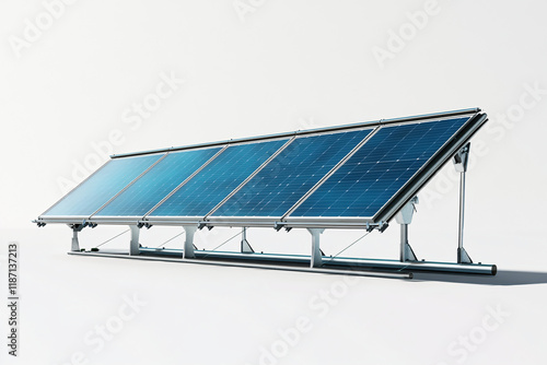 Illustration of solar panel mounted on metal frame for the production of renewable energy, highlighting an environmentally friendly and sustainable technology photo