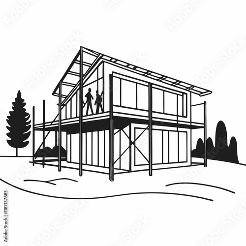sketch of house