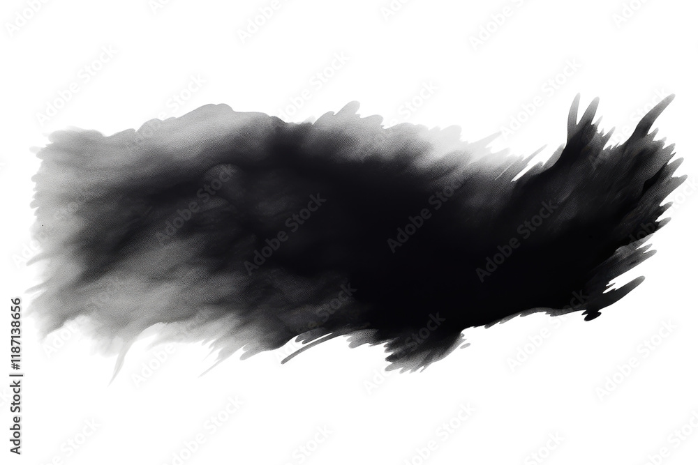 Abstract black ink splash on a white canvas depicting artistic expression and creativity in visual art Abstract black ink splash on a white canvas depicting artistic expression and creativity in visual art